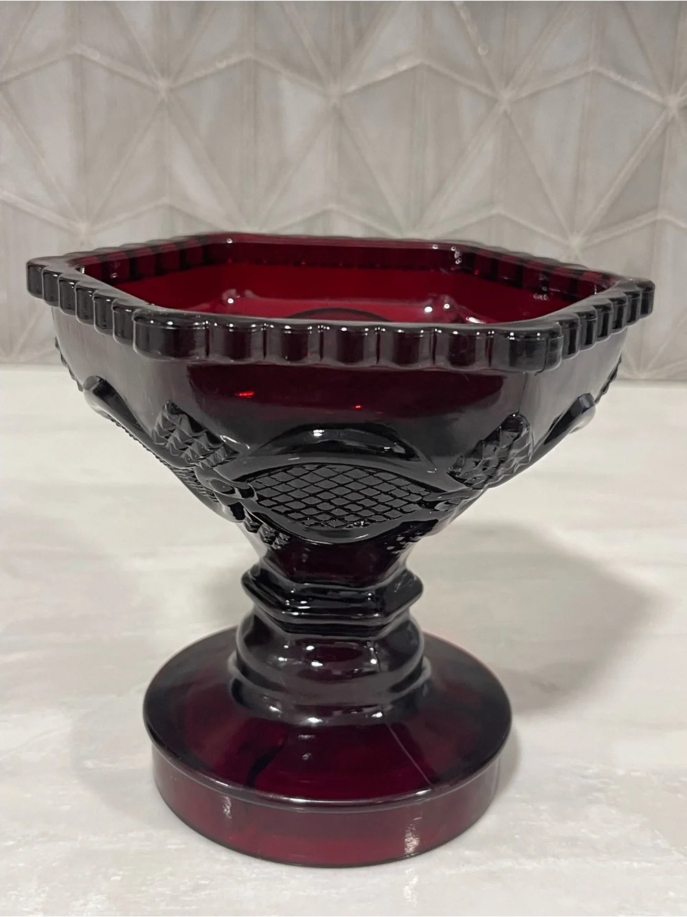 Avon Vintage Cape Cod Ruby Red Collection Candle Holder or Candy Dish